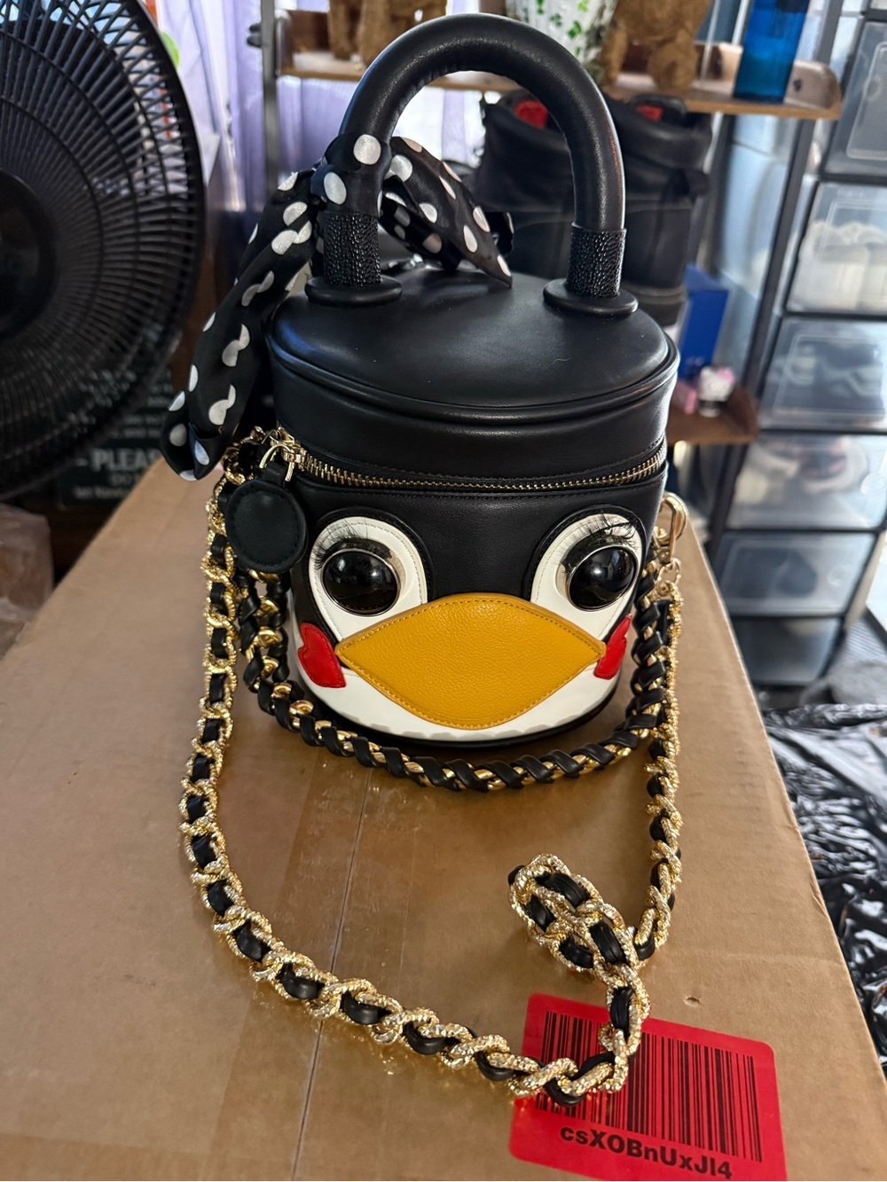 Penguin Novelty Crossbody Bag in Black, Yellow & White
